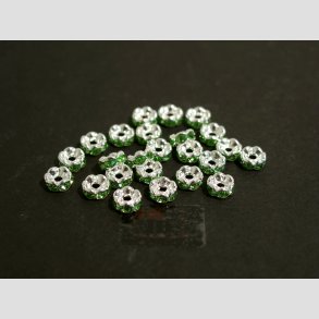 Glas Diamant Imitering - Mellem Perler - Grn/Slv - Lille - 0,6x0,2cm