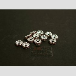 Glas Diamant Imitering - Mellem Perler - Lilla/Slv - Lille - 0,6x0,2cm