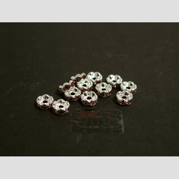 Glas Diamant Imitering - Mellem Perler - Lilla/Slv - Lille - 0,6x0,2cm Perle12