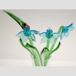 Glasblomster - Lysebl - 16-17cm - 1 St Med 3 Stk