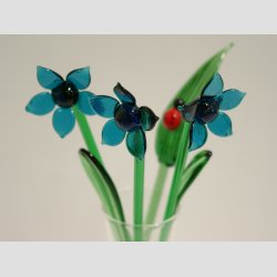 Glasblomster - Lysebl - 16-17cm - 1 St Med 3 Stk