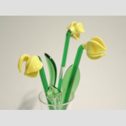 Glasblomster - Gul - 16-17cm - 1 St Med 3 Stk