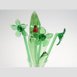 Glasblomster - Grn - 16-17cm - 1 St Med 3 Stk