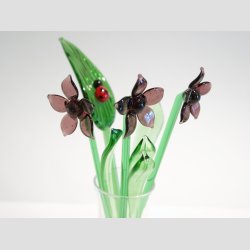 Glasblomster - Lilla - 16-17cm - 1 S�t Med 3 Stk