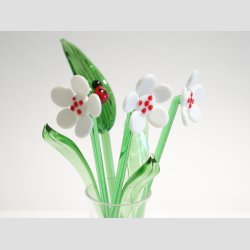 Glasblomster - Hvid - 16-17cm - 1 St Med 3 Stk