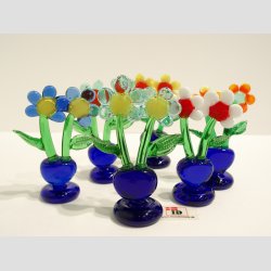 Blomster - To Blomster i Hjerte Potte - 6 Farver - 6-7cm