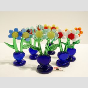 Blomster - To Blomster i Hjerte Potte - 6 Farver - 6-7cm