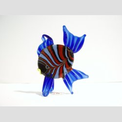 Stende Flad Glas Fisk - Med Bolsjer Striber - H10cm, B7cm