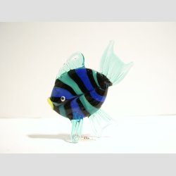 Stende Flad Glas Fisk - Med Bolsjer Striber - H10cm, B7cm