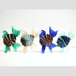 Stende Flad Glas Fisk - Med Bolsjer Striber - H10cm, B7cm