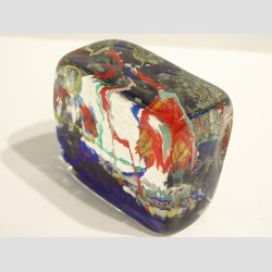 Akvarium Brevpresser - Firkantet Massiv Glas - Sgrs Med Fisk - 6cmx7cm