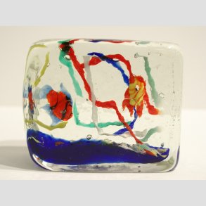 Akvarium Brevpresser - Firkantet Massiv Glas - Sgrs Med Fisk - 6cmx7cm