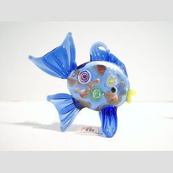 Glas Fisk - Millifiori Med Guld - 7cm