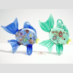 Glas Fisk - Millifiori Med Guld - 7cm