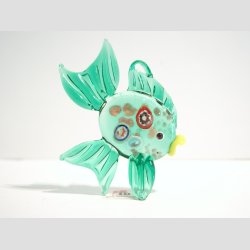 Glas Fisk - Millifiori Med Guld - 7cm