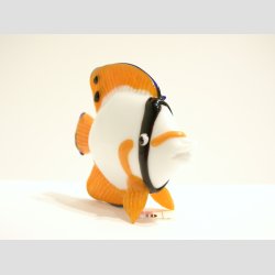 Fisk med Orange Finne - H7cm x L8,5cm x B3cm