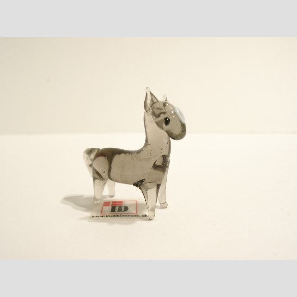 Glas Hest - Mini - Klar/Sort/Gr� - 3 cm ID Deko1