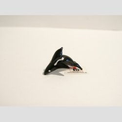 Glas Delfin - Sort/Hvid - Mini - 3cm