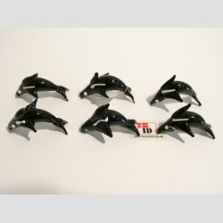 Glas Delfin - Sort/Hvid - Mini - 3cm