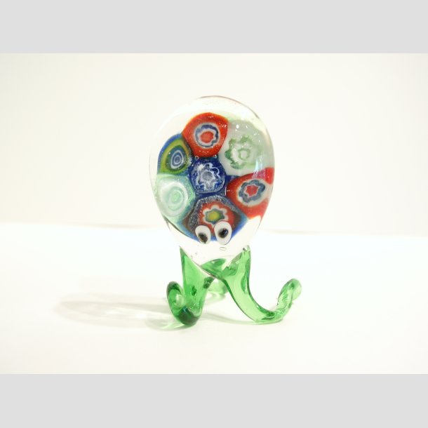 Glas Blksprutte - Med Millefiori - 5cm Gr&oslash;n