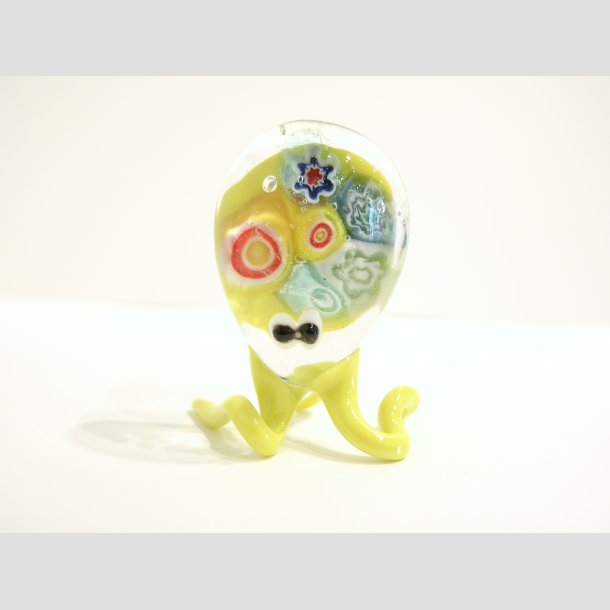 Glas Blksprutte - Med Millefiori - 5cm Gul
