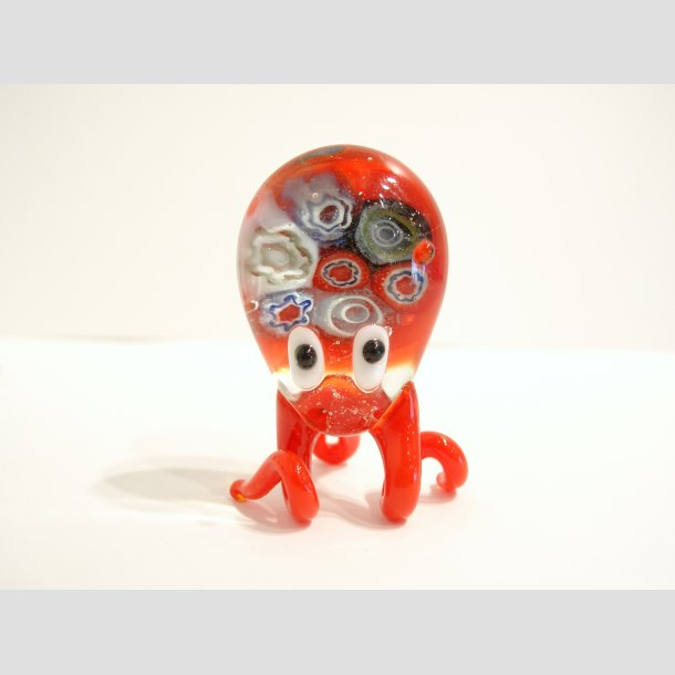 Glas Blksprutte - Med Millefiori - 5cm R&oslash;d