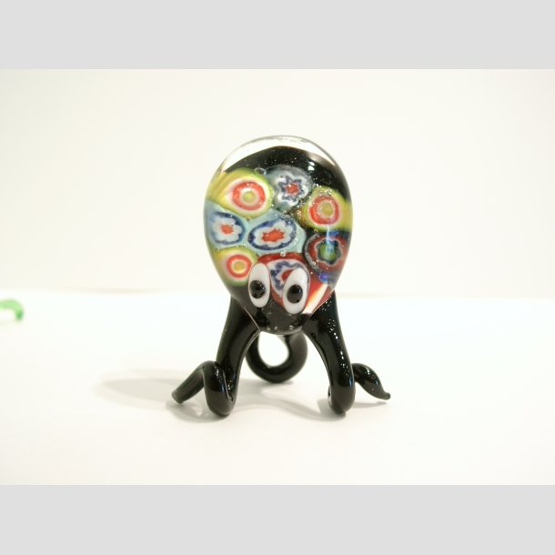 Glas Blksprutte - Med Millefiori - 5cm Sort