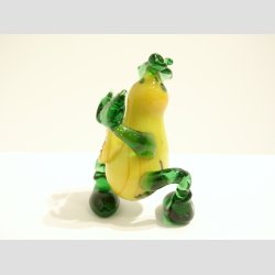 Glaskunst - "Lbende Pre" - Gul/Grn - H8cm, B5cm