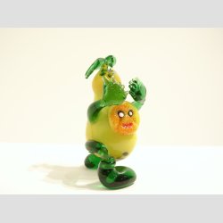 Glaskunst - "Lbende Pre" - Gul/Grn - H8cm, B5cm