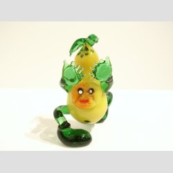 Glaskunst - "Lbende Pre" - Gul/Grn - H8cm, B5cm