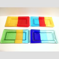 Glaskunst - Aflange Glas Fade - Flot Farve Mix - 10x18cm