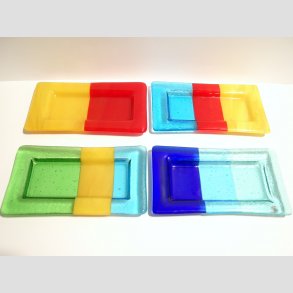 Glaskunst - Aflange Glas Fade - Flot Farve Mix - 10x18cm