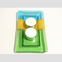 Glaskunst - Aflange Glas Fade - Flot Farve Mix - 10x18cm