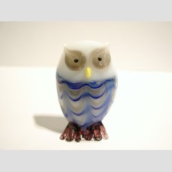 Glaskunst - Stribede Glas Ugle Figurer - 6 Farver - 6cm