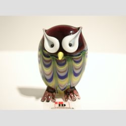 Glaskunst - Stribede Glas Ugle Figurer - 6 Farver - 6cm