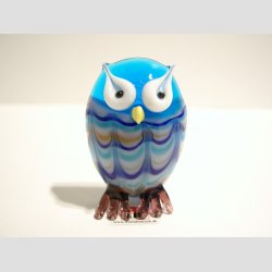 Glaskunst - Stribede Glas Ugle Figurer - 6 Farver - 6cm