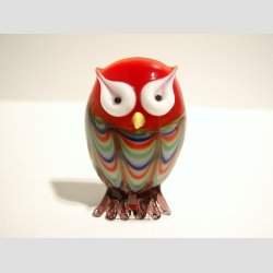 Glaskunst - Stribede Glas Ugle Figurer - 6 Farver - 6cm