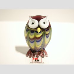 Glasfigurer - Stribede Glas Ugle Figurer - 6 Farver - 5cm