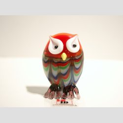 Glasfigurer - Stribede Glas Ugle Figurer - 6 Farver - 5cm