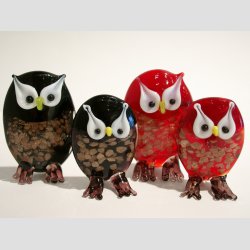 Glas Ugler - med Guld/Slv pulver - 6 Farver - 6cm