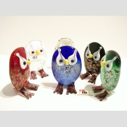 Glasfigurer - Glas Ugle med Guld/Slv pulver - 5cm