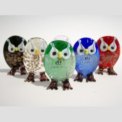 Glasfigurer - Glas Ugle med Guld/Slv pulver - 5cm