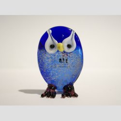 Glasfigurer - Glas Ugle med Guld/Slv pulver - 5cm