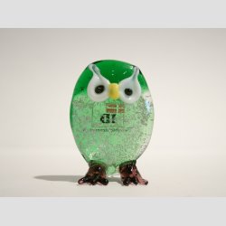 Glasfigurer - Glas Ugle med Guld/Slv pulver - 5cm