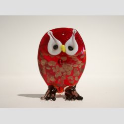 Glasfigurer - Glas Ugle med Guld/Slv pulver - 5cm