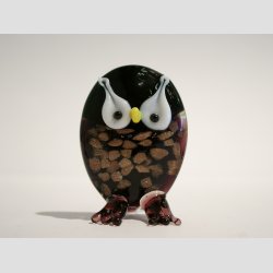 Glasfigurer - Glas Ugle med Guld/Slv pulver - 5cm