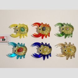 Glasfigurer - Mini Glas Krabbe - Guld Glimmer - 3-4cm