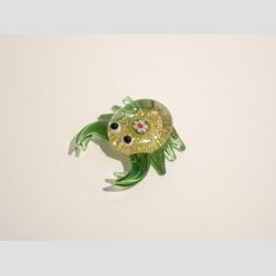 Glasfigurer - Mini Glas Krabbe - Guld Glimmer - 3-4cm