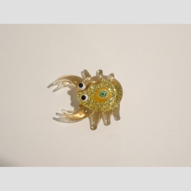 Glasfigurer - Mini Glas Krabbe - Guld Glimmer - 3-4cm Lysebrun