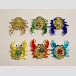 Glasfigurer - Mini Glas Krabbe - Guld Glimmer - 3-4cm